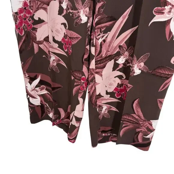 NEW NWT Chicos Sz Large/XL US 14P 2.5P Petite Wide Leg Pants Pink tROPICAL - Picture 2 of 8